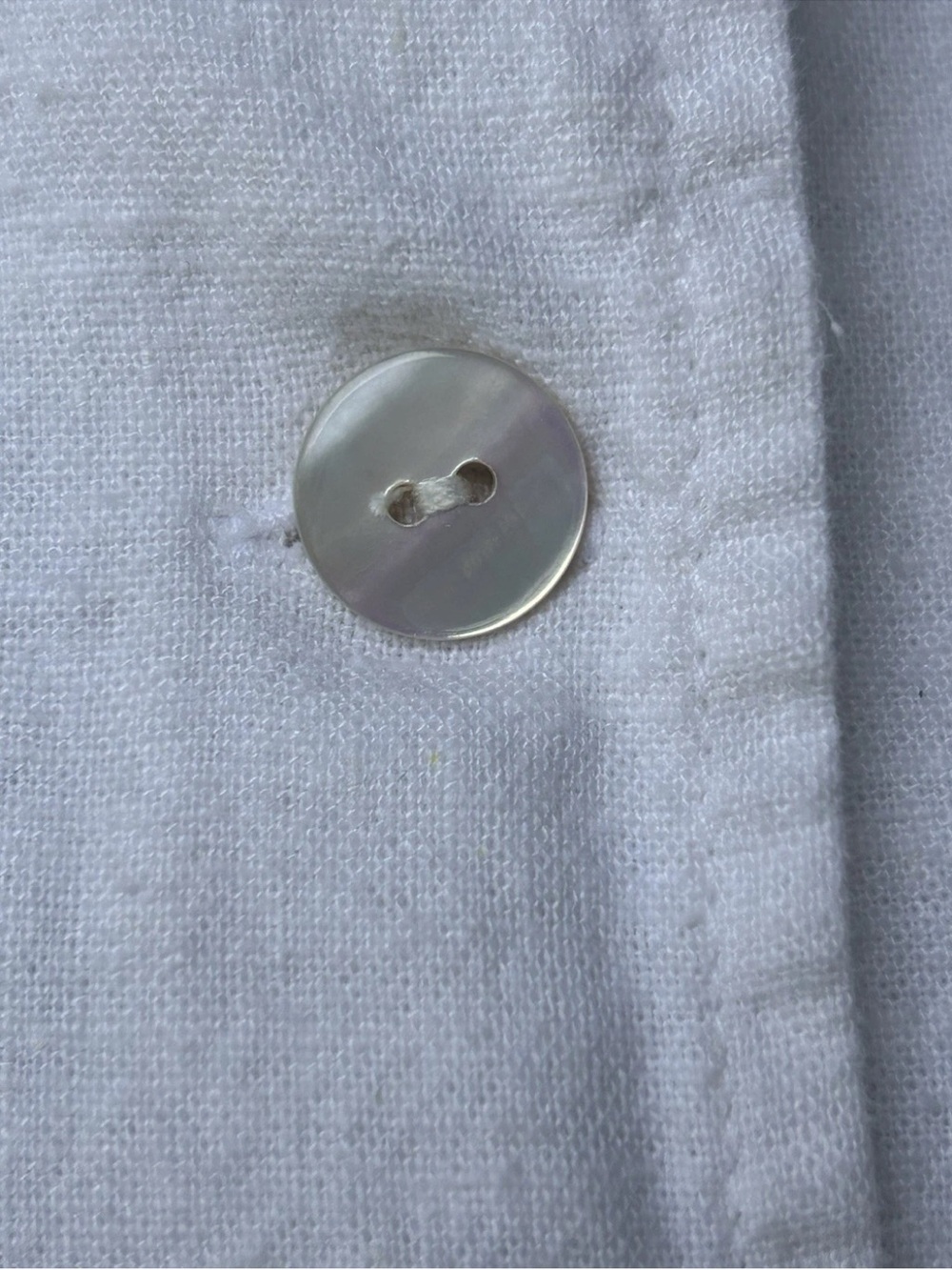 Chico's Design Linen Blend Tunic Size 2 Large Coastal White Button Front - Picture 6 of 8
